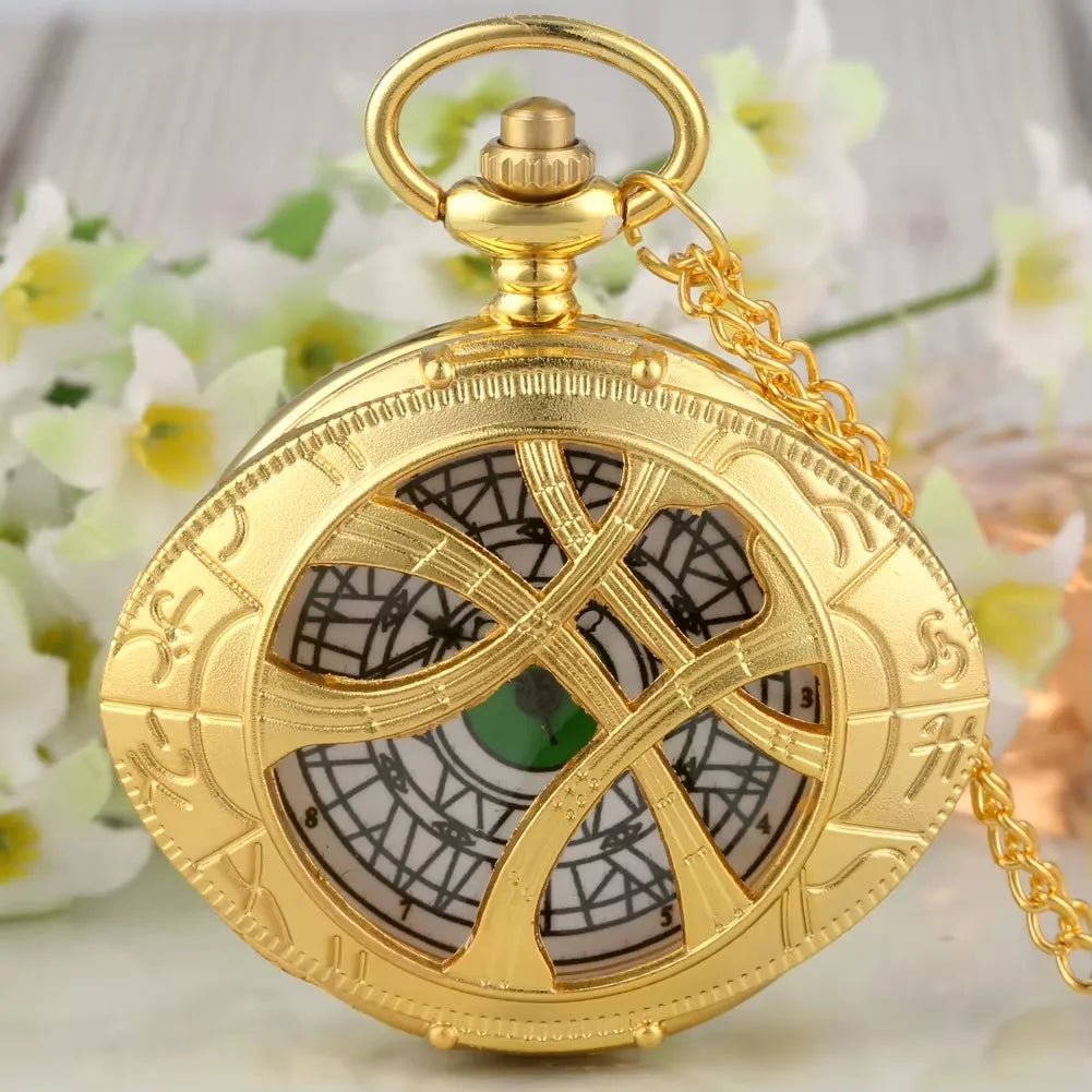 Souvenir Gift Necklace Chain Pendant Old Clock Marvel Reloj Vintage Quartz Pocket Watches For Eye Of Agamotto Men Women