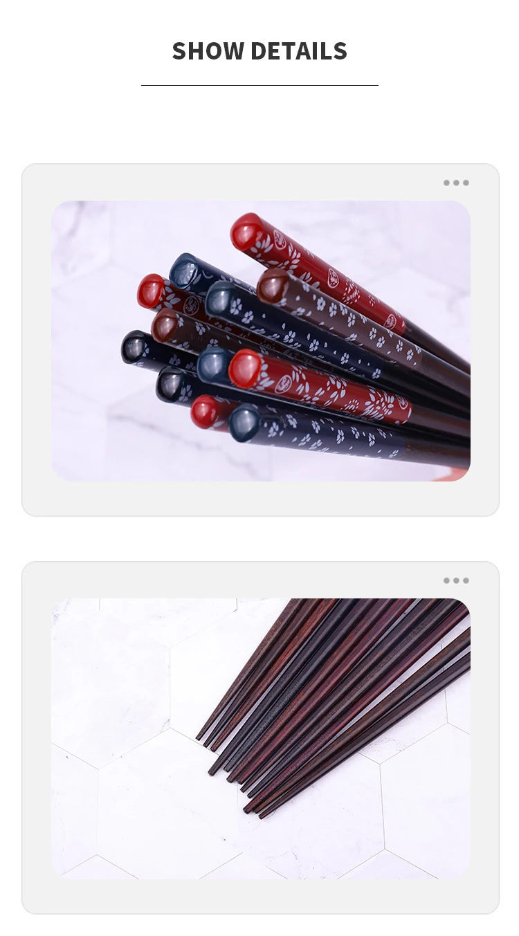 Japanese Chopsticks Natural Ironwood Handmade Value Gift Sushi Chinese Food Reusable Portable Travel Tableware with Box Set