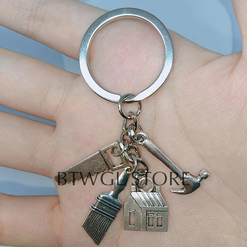Creative Housewarming Holiday Gifts, Saws, Hammers, House Brushes, Keychains, Construction Tools, House Keychains