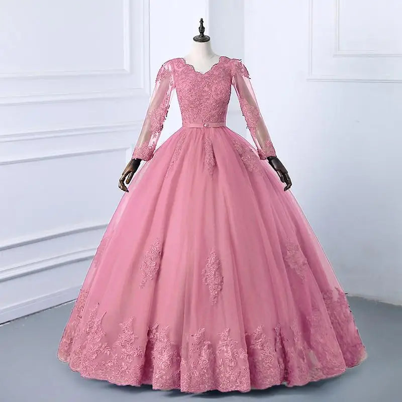 Best Selling 2024 Long Sleeve V Neck Lace Wedding Dress 2025 Vintage Bride Bridal Ball Gown Modest Wedding Dresses Customized