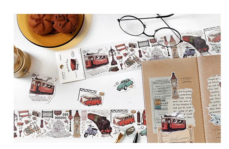 Travel Journey Memory Washi Masking Tape Coffee Shop City Street View Decorative Stickers Diy Label For Scrapbooking Diary Album