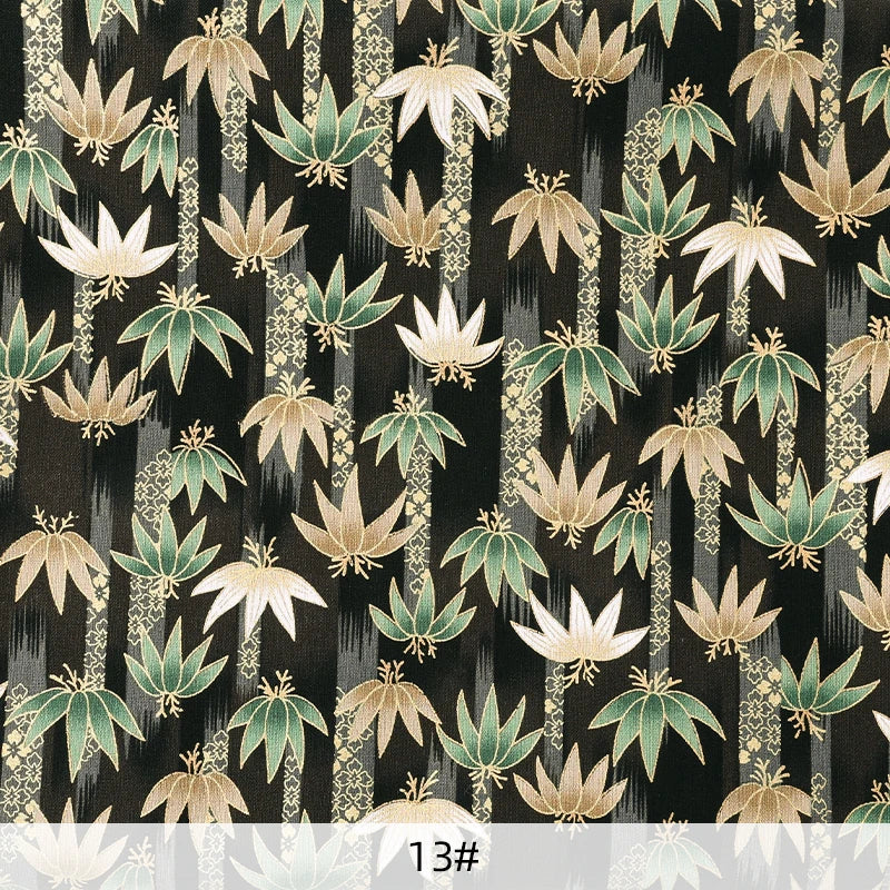 0.5/1/2 Yard 100% Cotton Fabric Traditional Japanese Kimono Style Print DIY Handmade Making Cheongsam, Hanfu, Holiday Decoration