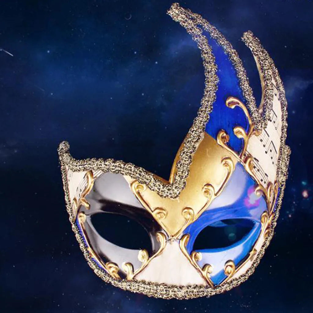 Mardi Gras Mask Men's Masquerade Mask Vintage Venetian Checkered Musical Party Mens Masquerade Mask Vintage Venetian Checkered