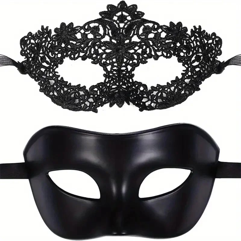 Black Masquerade Eye Masks Couple Venetian Men Women Cosplay Costume Halloween Dance Club Prom Party Headdress Half Face Masks