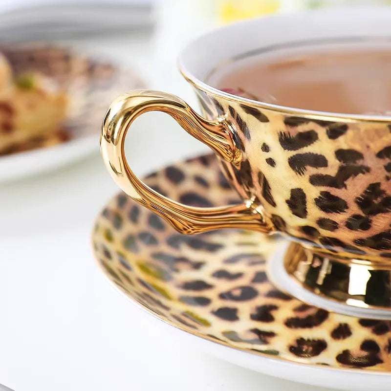 Bone Mug Tea China Leopard Coffee Cup British Print Tableware Porcelain Ceramic a Afternoon Beautiful Dinner Powder Thin Cereal