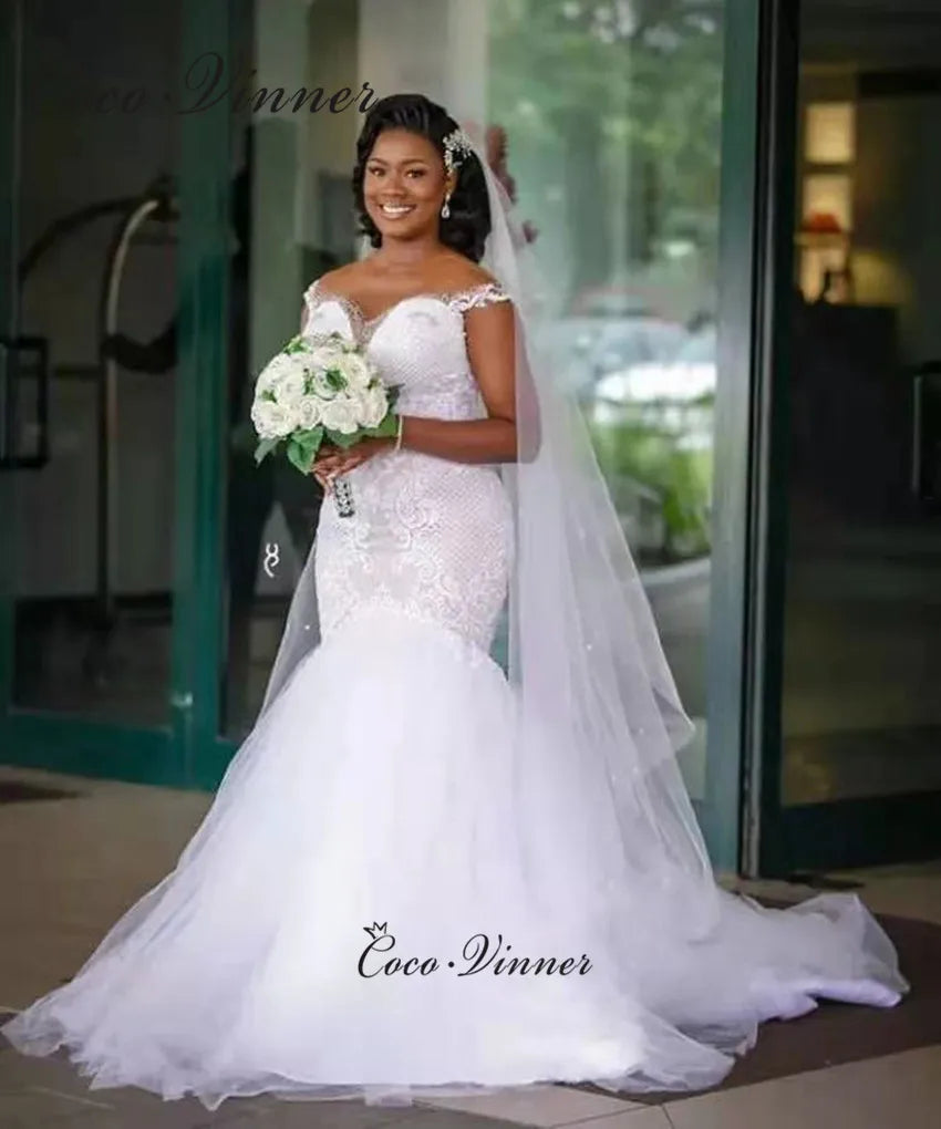 Customized Illusion Back Mermaid Wedding Dress For Women 2025 Vintage Lace Appliques Bridal Dresses For Wedding Party W1034