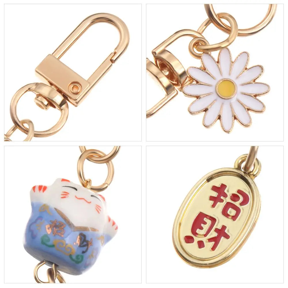 Cute Japanese Lucky Cat Keychain Cartoon Fortune Cat Keychain Car Bag Pendant Mobile Accessories Couple Gift