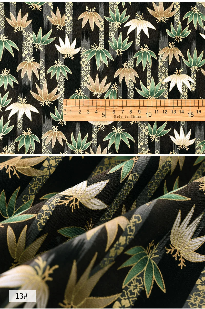 0.5/1/2 Yard 100% Cotton Fabric Traditional Japanese Kimono Style Print DIY Handmade Making Cheongsam, Hanfu, Holiday Decoration