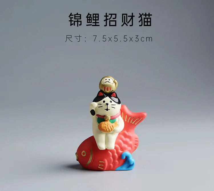 ZAKKA Miniatures Kitten Maneki Neko Cat Figurine Model Toys Resin Crafts New Year Gifts Decoration Handicraft Desktop Ornaments