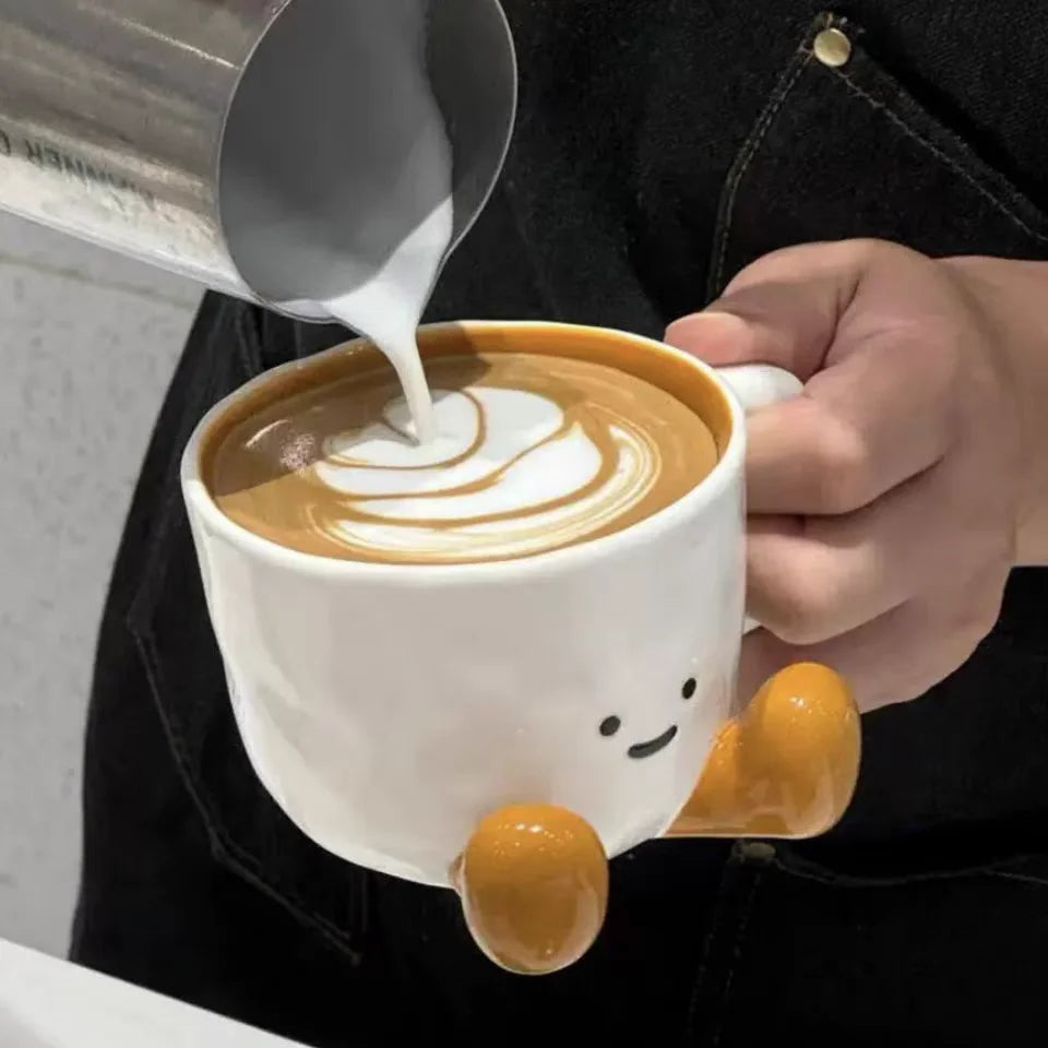 Cartoon Couple Ceramic Mug Creative Coffee Milk Tea Water Cup Cute Children Breakfast Cup Household Drinkware