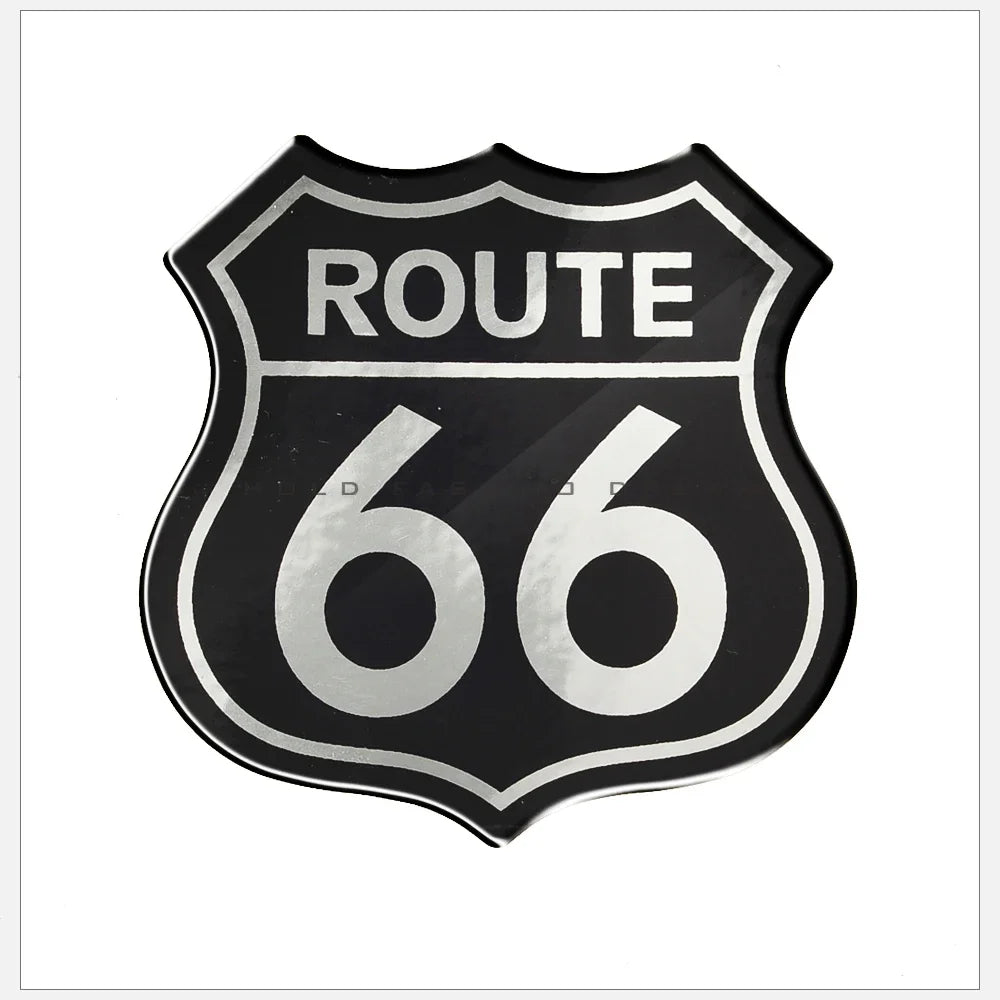 3D Motorcycle Decal Sticker The Historic Route 66 Car Stickers Sign DIY Accessory Badge Applique