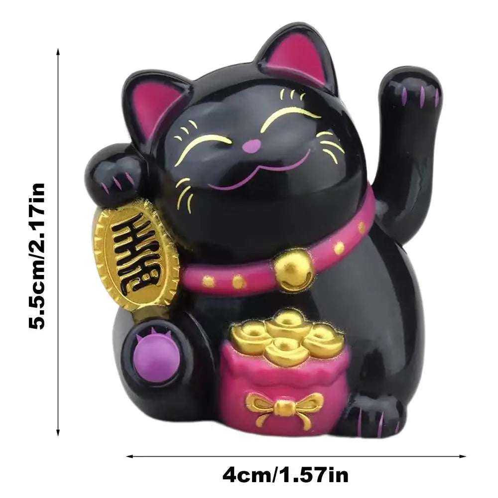 Solar Powered ManekiNeko Lucky Cat Welcoming Chinese Lucky Cat Waving Hand Beckoning Fortune Cat Figurines For Home Decor