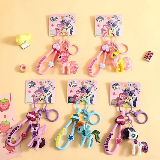 My Little Ponys Keychain New Anime Unicorn Car Key Ring Kids School Bag Pendant Fashion Decoration Classic Toys Birthday Gift