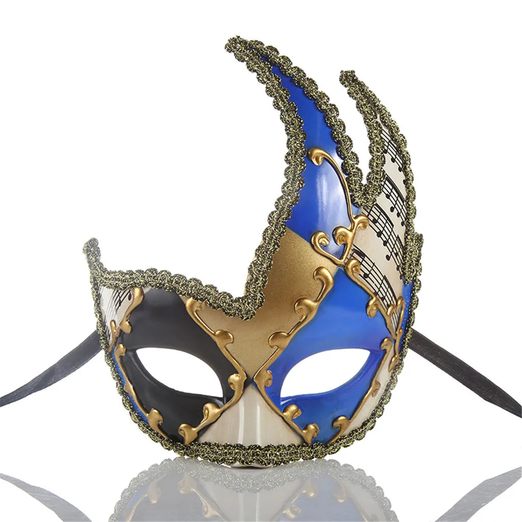 Mardi Gras Mask Men's Masquerade Mask Vintage Venetian Checkered Musical Party Mens Masquerade Mask Vintage Venetian Checkered