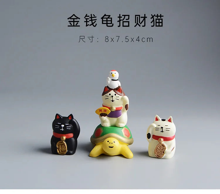 ZAKKA Miniatures Kitten Maneki Neko Cat Figurine Model Toys Resin Crafts New Year Gifts Decoration Handicraft Desktop Ornaments