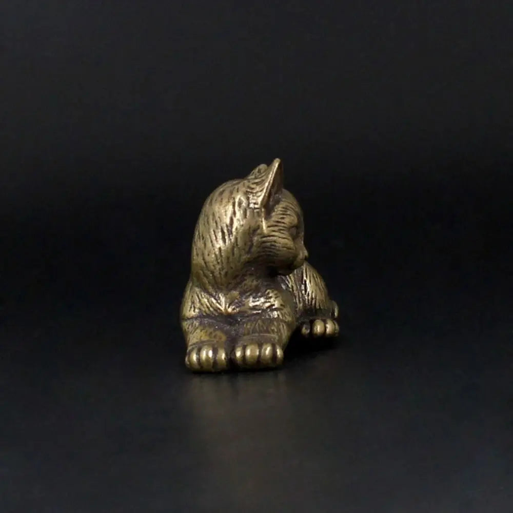Crafts Brass Small Cat Metal Statue Cute Creative Tea Pet Simulated Exquisite Model Sculpture Toy