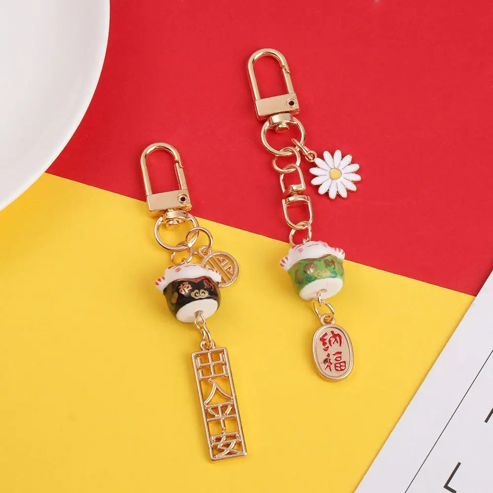 Cute Japanese Lucky Cat Keychain Cartoon Fortune Cat Keychain Car Bag Pendant Mobile Accessories Couple Gift