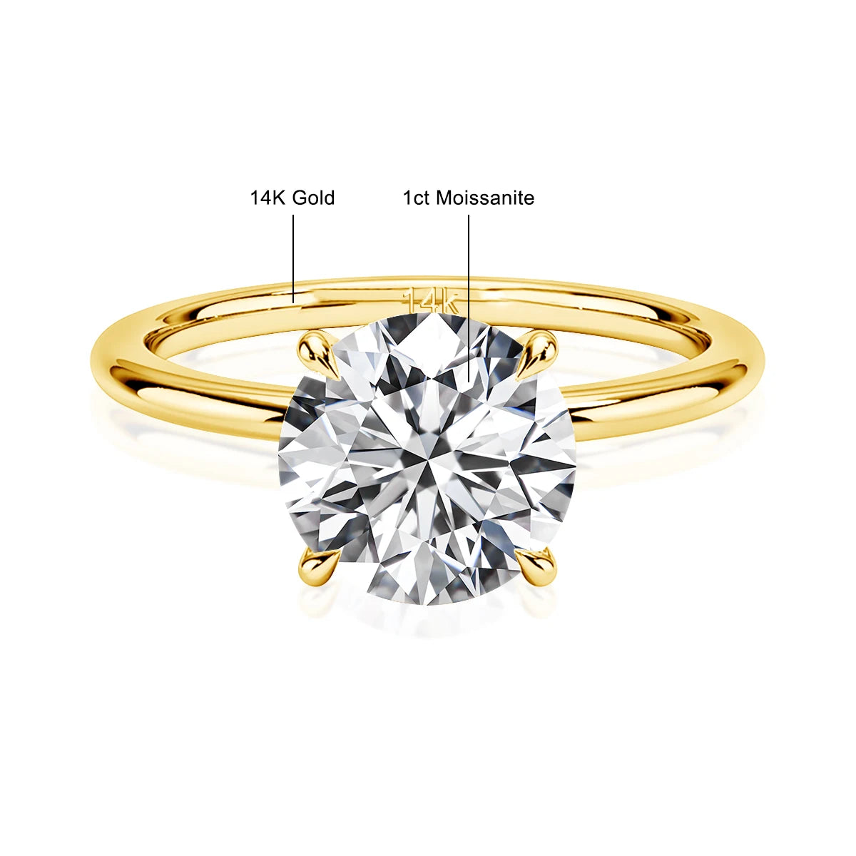 Original and Pure 14k Gold Wedding Rings Au585 Jewelry Real Certified 1ct to 3ct Moissanite Ring for Women Luxury Wedding 2025
