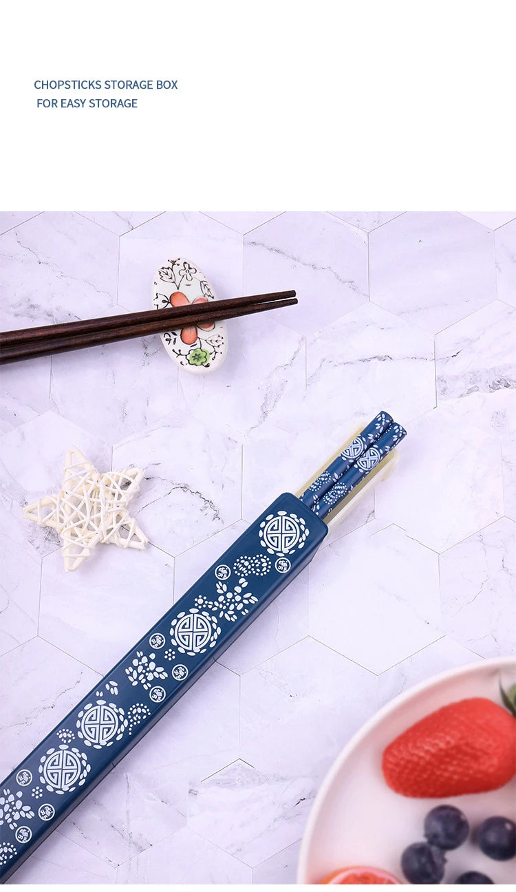 Japanese Chopsticks Natural Ironwood Handmade Value Gift Sushi Chinese Food Reusable Portable Travel Tableware with Box Set