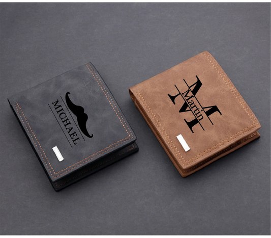 Personalized Men's Leather Wallet – Engraved Gift for Husband or Boyfriend