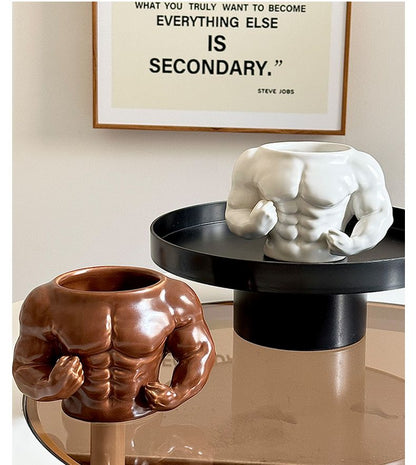 Creative Ceramic Pectorales Mugs Home Breakfast Milk Coffee Mug Water Cups Boys Gym Trainer UP YOU  Funny Gift Mugs Holiday Gift