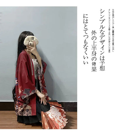 2023 New Summer Loose Red Black Japanese Samurai Streetwear Cardigan Women Men Harajuku Haori Kimono Cosplay Blouse Top Yukata