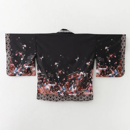 2023 New Summer Loose Red Black Japanese Samurai Streetwear Cardigan Women Men Harajuku Haori Kimono Cosplay Blouse Top Yukata