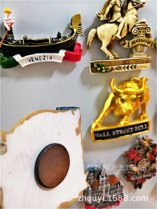 Fridge Magnet Souvenir Venice Las Vegas Greece Black Forest Munich Bull Venetian Lion Spartacus Warrior Helmet Craft Home Decor