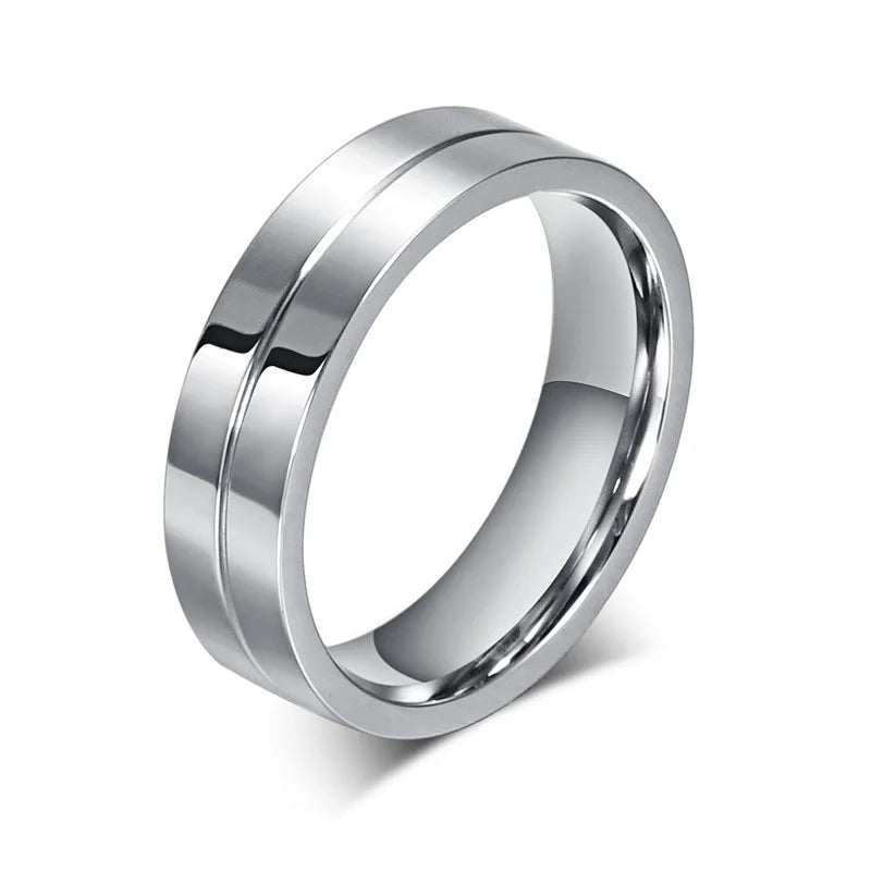 Vnox Trendy Wedding Bands Rings for Women / Men Love Gift Gold-color Stainless Steel CZ Promise Couple Jewelry