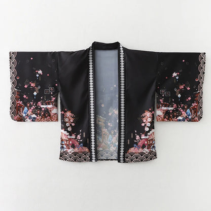 2023 New Summer Loose Red Black Japanese Samurai Streetwear Cardigan Women Men Harajuku Haori Kimono Cosplay Blouse Top Yukata