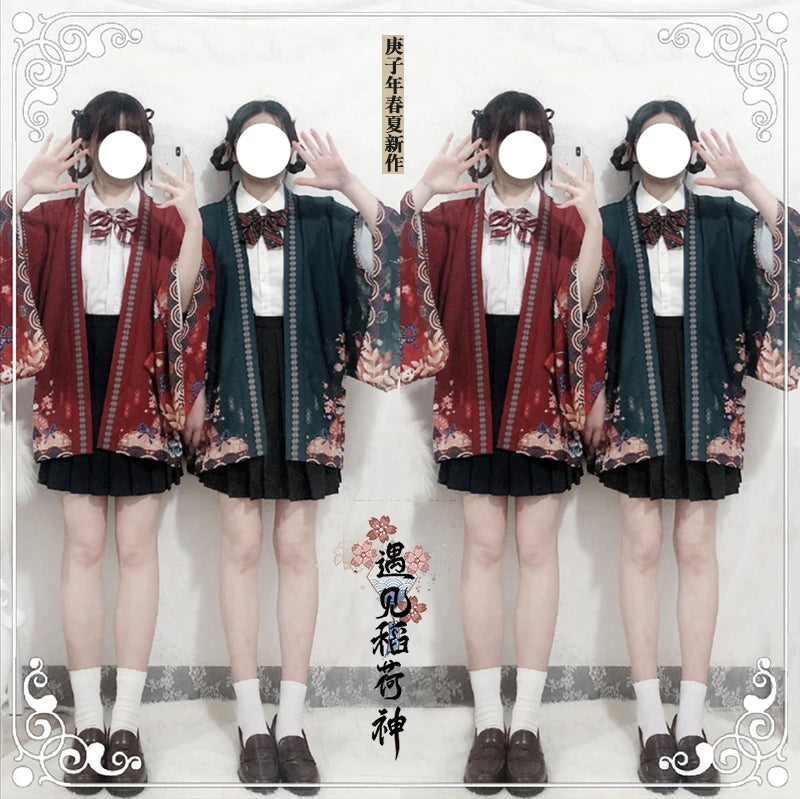 2023 New Summer Loose Red Black Japanese Samurai Streetwear Cardigan Women Men Harajuku Haori Kimono Cosplay Blouse Top Yukata