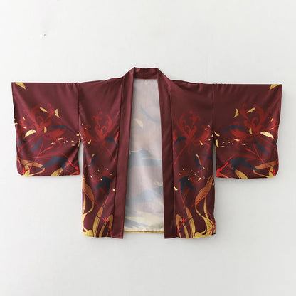 2023 New Summer Loose Red Black Japanese Samurai Streetwear Cardigan Women Men Harajuku Haori Kimono Cosplay Blouse Top Yukata