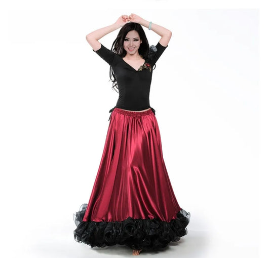 Red color Flamenco Dance Skirt gold Coin spanish Dancing performance Costume women vestido flamenco 180-720 Degree PLUS SIZE