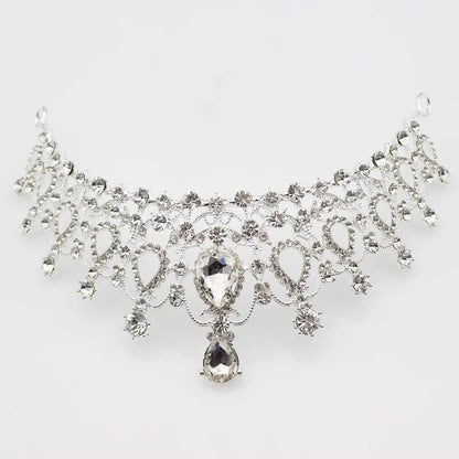 Pink Crystal Bridal Jewelry Sets For Women Girl Princess Tiara/Crown Earring Necklace Wedding Pageant Prom Jewelry Accessories