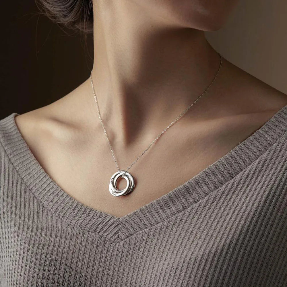Custom Name Necklace Personality Stainless Steel Multi-round Lady Necklace Custom Name Jewelry Friend Gift
