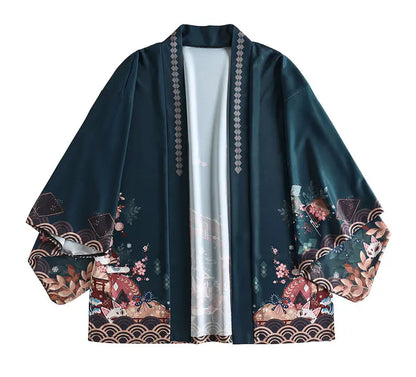 2023 New Summer Loose Red Black Japanese Samurai Streetwear Cardigan Women Men Harajuku Haori Kimono Cosplay Blouse Top Yukata