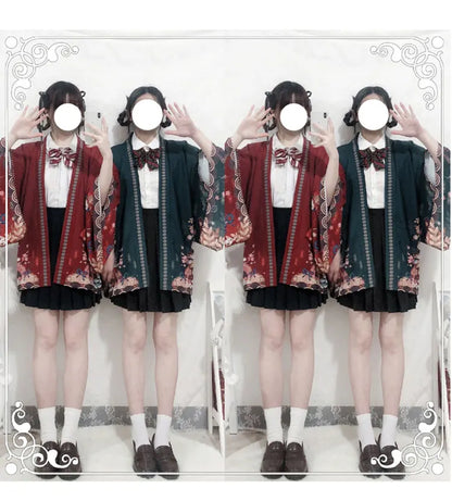 2023 New Summer Loose Red Black Japanese Samurai Streetwear Cardigan Women Men Harajuku Haori Kimono Cosplay Blouse Top Yukata