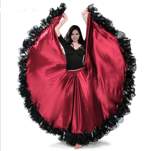 Red color Flamenco Dance Skirt gold Coin spanish Dancing performance Costume women vestido flamenco 180-720 Degree PLUS SIZE