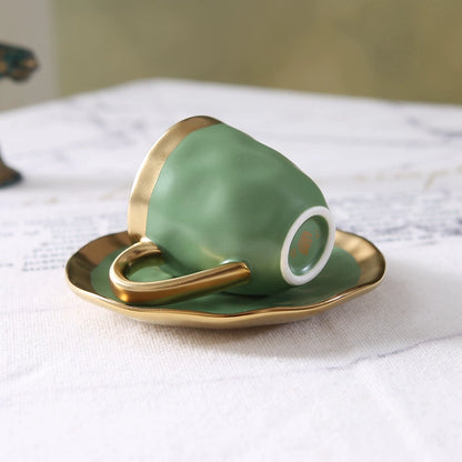 Italian colored glazed ceramic small coffee cup and plate set, dining small cup, afternoon small tea cup, tea ceremony cup