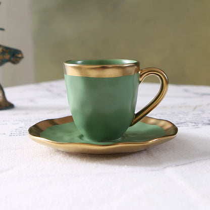 Italian colored glazed ceramic small coffee cup and plate set, dining small cup, afternoon small tea cup, tea ceremony cup