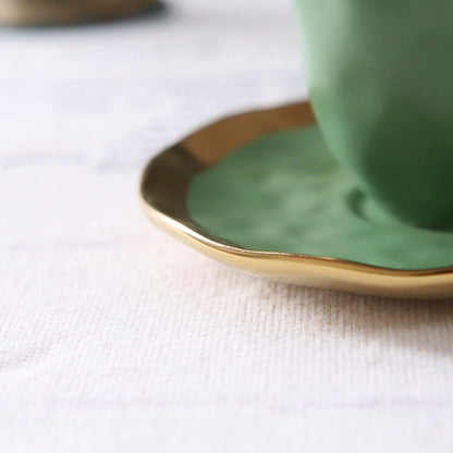 Italian colored glazed ceramic small coffee cup and plate set, dining small cup, afternoon small tea cup, tea ceremony cup