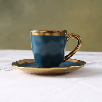 Italian colored glazed ceramic small coffee cup and plate set, dining small cup, afternoon small tea cup, tea ceremony cup