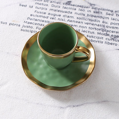 Italian colored glazed ceramic small coffee cup and plate set, dining small cup, afternoon small tea cup, tea ceremony cup