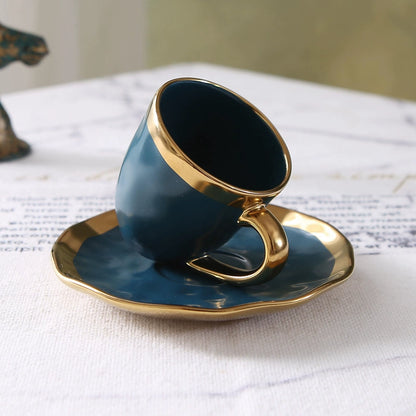 Italian colored glazed ceramic small coffee cup and plate set, dining small cup, afternoon small tea cup, tea ceremony cup
