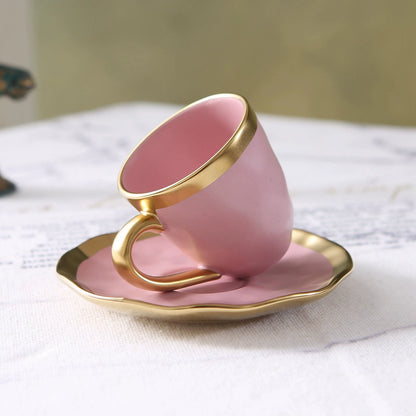Italian colored glazed ceramic small coffee cup and plate set, dining small cup, afternoon small tea cup, tea ceremony cup