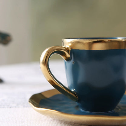 Italian colored glazed ceramic small coffee cup and plate set, dining small cup, afternoon small tea cup, tea ceremony cup