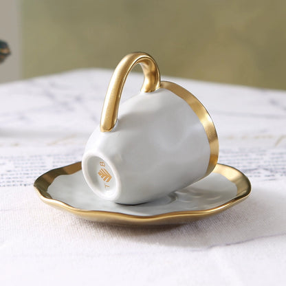 Italian colored glazed ceramic small coffee cup and plate set, dining small cup, afternoon small tea cup, tea ceremony cup
