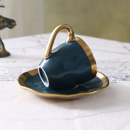 Italian colored glazed ceramic small coffee cup and plate set, dining small cup, afternoon small tea cup, tea ceremony cup