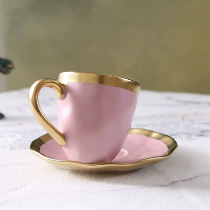 Italian colored glazed ceramic small coffee cup and plate set, dining small cup, afternoon small tea cup, tea ceremony cup