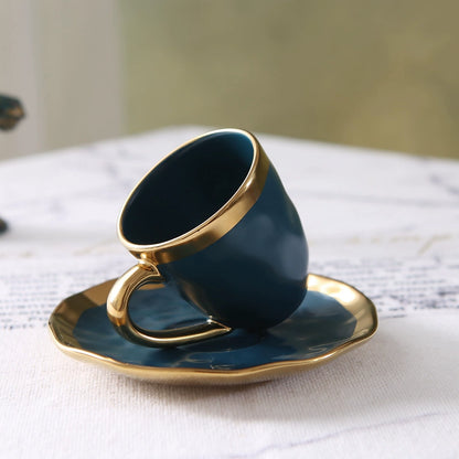 Italian colored glazed ceramic small coffee cup and plate set, dining small cup, afternoon small tea cup, tea ceremony cup